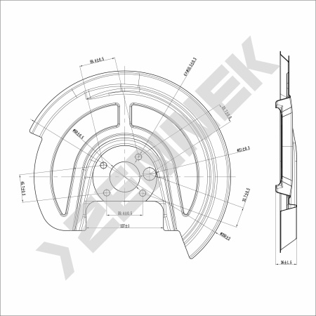 Кожух защитный тормозного диска Volkswagen Beetle A4 (1997-2010) DCD0258
