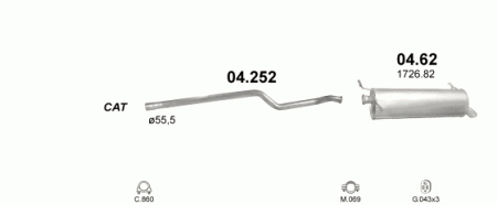 Глушитель Citroen Xantia X2 (1998-2001) 4252