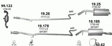 Глушитель Peugeot 208 (2012-2019) 19178