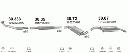 Глушитель Volkswagen Jetta (1984-1992) 3072