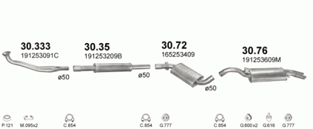 Глушитель Volkswagen Golf (1983-1992) 3035