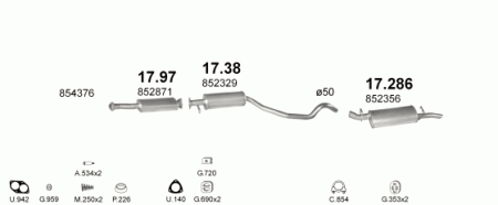 Глушитель Opel Vectra A (1988-1995) 1738