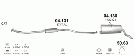 Глушитель Peugeot Partner (1996-2008) 4131