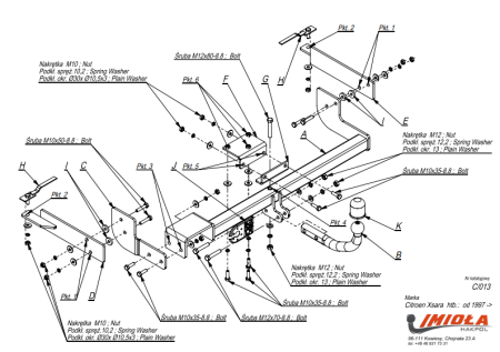 Прицепное устройство (фаркоп) Citroen Xsara (1997-2004) C013