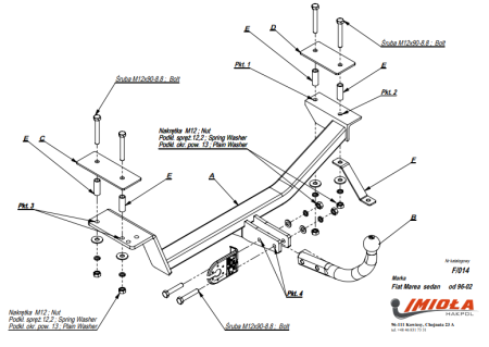 Прицепное устройство (фаркоп) Fiat Marea (1996-2002) F014