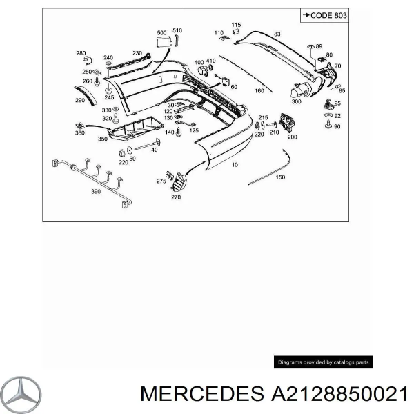 Молдинг бампера заднего Mercedes E W212 (2009-2016) 3529960