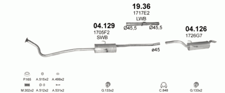 Глушитель Peugeot Expert (1995-2006) 1936