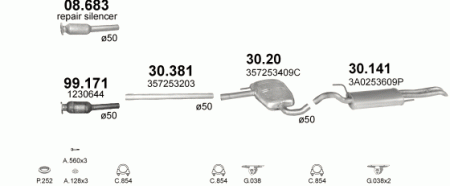 Глушитель Volkswagen Passat B4 (1993-1997) 30141