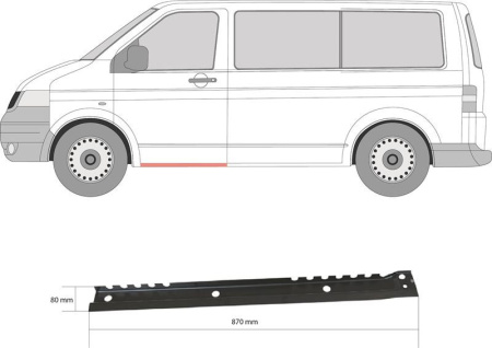 Порог правый Volkswagen Caravelle T5 (2004-2015) 9568092 Порог правый Volkswagen Caravelle T5 (2004-2015) 9568092