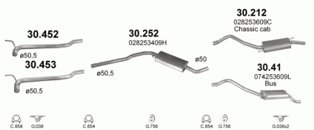 Глушитель Volkswagen Transporter T4 (1990-2003) 30252