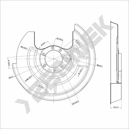 Кожух защитный тормозного диска Audi 80 B4/8C (1991-1996) DCD0037