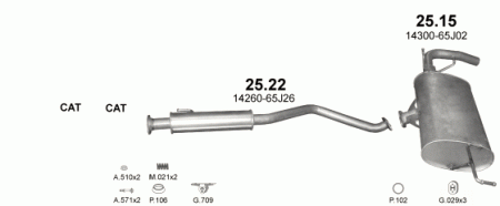 Глушитель Suzuki Grand Vitara JT (2005-2015) 2522