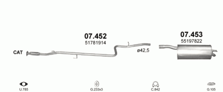 Глушитель Fiat Doblo (2010-) 7452