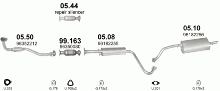 Глушитель Daewoo Leganza (1997-2008) 544