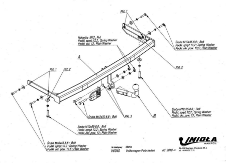 Прицепное устройство (фаркоп) Volkswagen Polo Sedan (2009-2020) W040