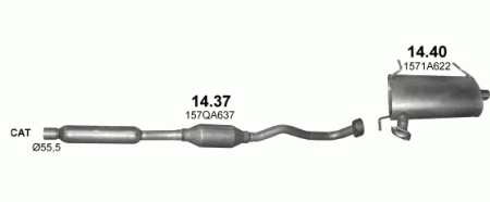 Глушитель Mitsubishi Outlander XL (2007-2012) 1440