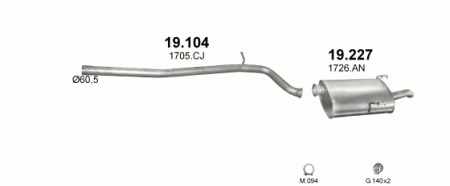 Глушитель Peugeot 406 (1995-2004) 19104