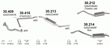 Глушитель Volkswagen Transporter T4 (1990-2003) 30409