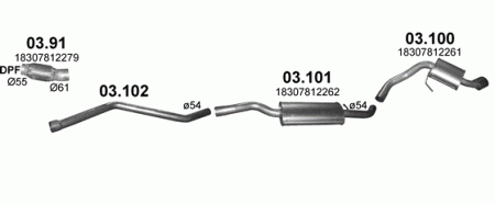 Глушитель BMW 1 E87/E81/E82/E88 (2004-2011) 3101
