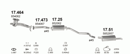 Глушитель Opel Kadett E (1984-1993) 17464