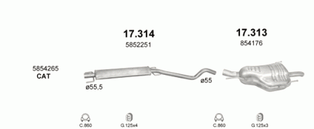 Глушитель Opel Astra H (2004-2010) 17314 Глушитель Opel Astra H (2004-2010) 17314