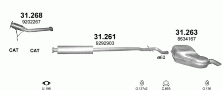 Глушитель Volvo S60 (2000-2009) 31263