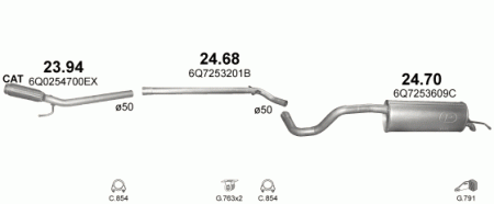 Глушитель Skoda Roomster 5J (2006-2015) 2470