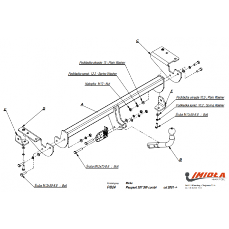 Прицепное устройство (фаркоп) Peugeot 307 (2001-2008) P024
