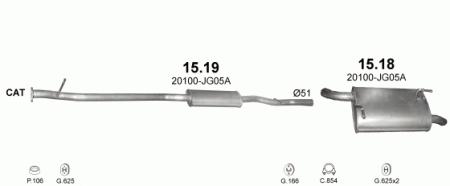 Глушитель Nissan X-Trail T31 (2007-2014) 1518