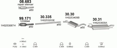 Глушитель Volkswagen Vento (1992-1998) 30335