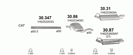 Глушитель Volkswagen Vento (1992-1998) 3086