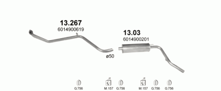 Глушитель Mercedes 207-410 (1977-1996) 13267