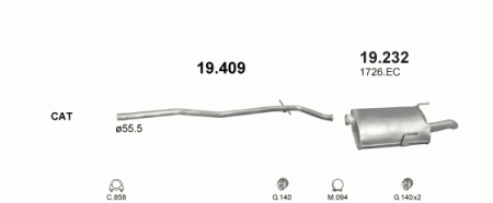 Глушитель Peugeot 406 (1995-2004) 19232