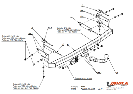 Прицепное устройство (фаркоп) Fiat Stilo (2001-2010) F018