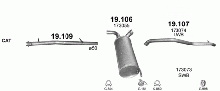 Глушитель Citroen Jumpy (2007-2016) 19107