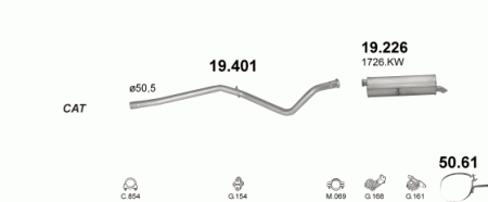 Глушитель Peugeot 307 (2001-2008) 19401
