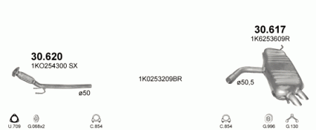 Глушитель Volkswagen Golf (2004-2009) 30617