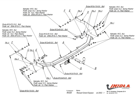 Прицепное устройство (фаркоп) Renault Grand Espace (2002-2012) R035