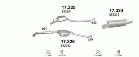 Глушитель Opel Omega B (1994-2004) 17324