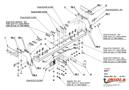 Прицепное устройство (фаркоп) Nissan NP300 (2008-2015) N017