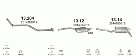 Глушитель Mercedes 190 W201 (1982-1993) 13204