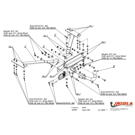 Прицепное устройство (фаркоп) Volvo S40 (2004-2012) V016