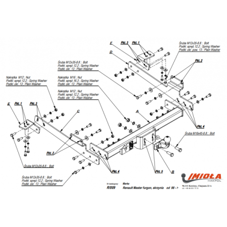 Прицепное устройство (фаркоп) Opel Movano (1998-2010) R009