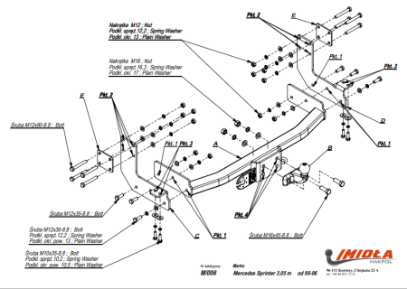 Прицепное устройство (фаркоп) Volkswagen LT (1996-2006) M006