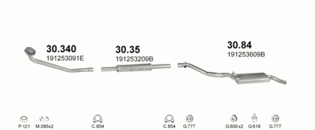 Глушитель Volkswagen Golf (1983-1992) 30340
