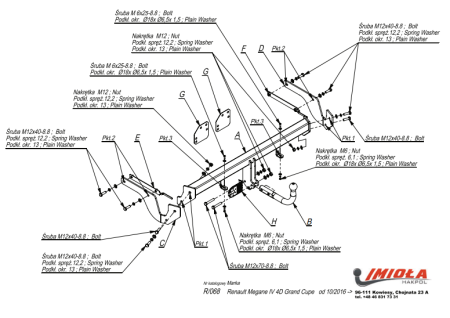 Прицепное устройство (фаркоп) Renault Megane (2016-) R068