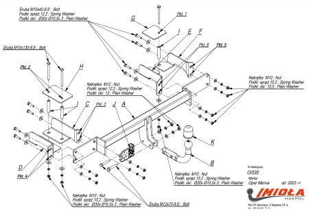 Прицепное устройство (фаркоп) Opel Meriva (2002-2010) O035