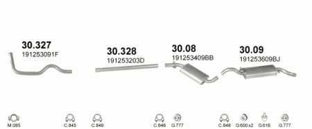 Глушитель Volkswagen Golf (1983-1992) 3009