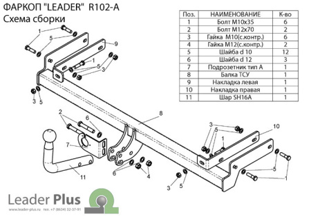 Прицепное устройство (фаркоп) Renault Logan (2004-2015) R102A 