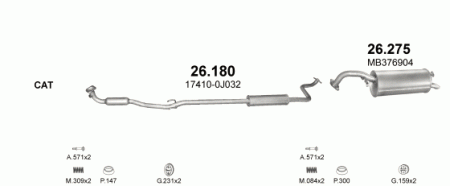 Глушитель Toyota Yaris P1 (1999-2005) 26180